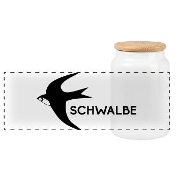 Schwalbe - Panorama Keksdose mit Holzdeckel - Weiß - Vorne