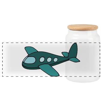 Flugzeug - Panorama Keksdose mit Holzdeckel - Weiß - Vorne