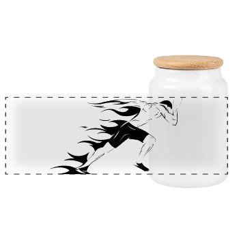 Läufer Symbol Illustration Sprinter Grafik icon - Panorama Keksdose mit Holzdeckel - Weiß - Vorne