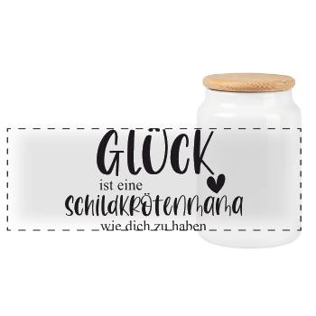 Schildkröte Schildkrötenmama Haustier Geschenk - Panorama Keksdose mit Holzdeckel - Weiß - Vorne