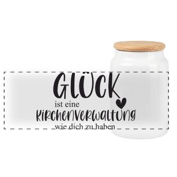 Kirchenverwaltun Kirche Ehrenamt Bedanken Geschenk - Panorama Keksdose mit Holzdeckel - Weiß - Vorne