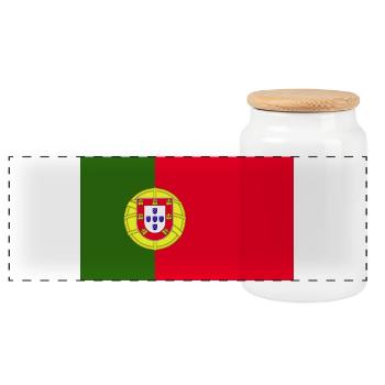 Portugal Flagge - Panorama Keksdose mit Holzdeckel - Weiß - Vorne