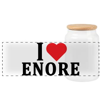 t-shirt I love Enore t shirt gift idea - Panoramic Cookie Jar with Wooden Lid - white - Front
