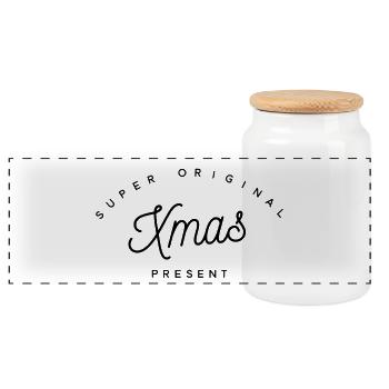 Super Original Weihnachtsgeschenk | Minimalistischer Urlaub - Panorama Keksdose mit Holzdeckel - Weiß - Vorne
