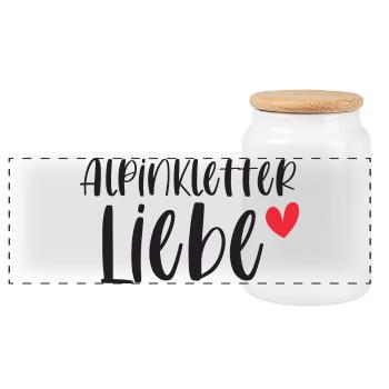 Klettern Alpinklettern Alpin Liebe Berge Geschenk - Panorama Keksdose mit Holzdeckel - Weiß - Vorne