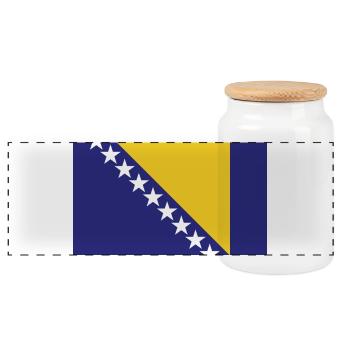 Bosnia H National Flag - Panoramic Cookie Jar with Wooden Lid - white - Front