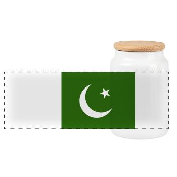 Pakistan National Flagge - Panorama Keksdose mit Holzdeckel - Weiß - Vorne