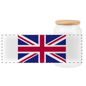 Great Britain National Flag - Panoramic Cookie Jar with Wooden Lid - white - Front