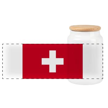 Switzerland National Flag - Panoramic Cookie Jar with Wooden Lid - white - Front