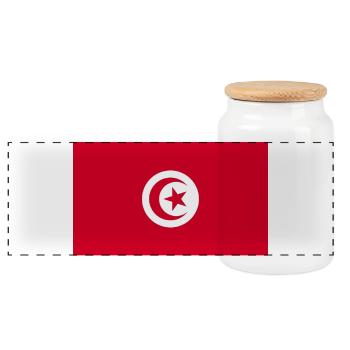 Tunisia National Flag - Panoramic Cookie Jar with Wooden Lid - white - Front