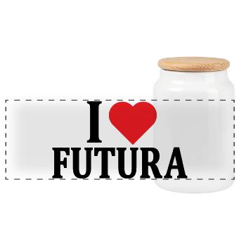 T-Shirt Ich liebe Futura T-Shirt Geschenkidee - Panorama Keksdose mit Holzdeckel - Weiß - Vorne