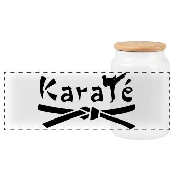 Karate - Panorama Keksdose mit Holzdeckel - Weiß - Vorne