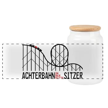 Achterbahnindermittesitzer 2 - Panorama Keksdose mit Holzdeckel - Weiß - Vorne