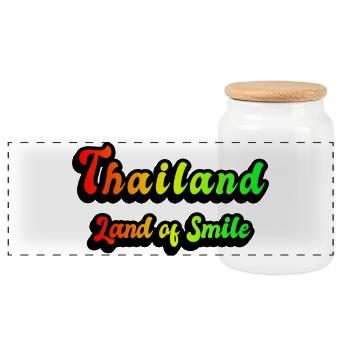 Thailand Land of Smiles - Panoramic Cookie Jar with Wooden Lid - white - Front
