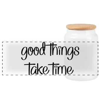 Funny sayings for the impatient - Panoramic Cookie Jar with Wooden Lid - white - Front