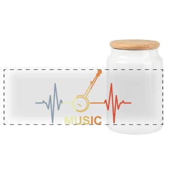 Music Heart palpitations - Panoramic Cookie Jar with Wooden Lid - white - Front