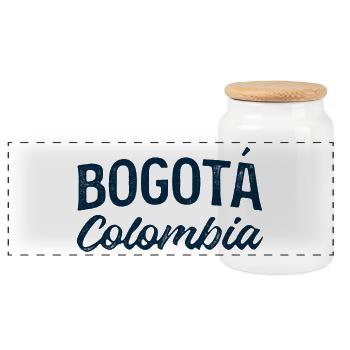 Bogotá, Colombie, Lettrage Vintage - Boîte à biscuits avec couvercle en bois - blanc - Devant