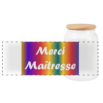 MAÎTRESSE.MERCI. MERCI MAÎTRESSE. CADEAU MAÎTRESSE - Boîte à biscuits avec couvercle en bois - blanc - Devant