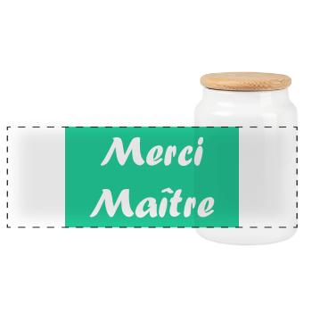 MAÎTRE. MERCI. MERCI MAÎTRE. CADEAU MAÎTRE - Boîte à biscuits avec couvercle en bois - blanc - Devant