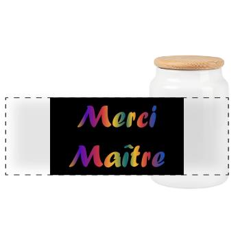 MAÎTRE. MERCI. MERCI MAÎTRE. CADEAU MAÎTRE - Boîte à biscuits avec couvercle en bois - blanc - Devant