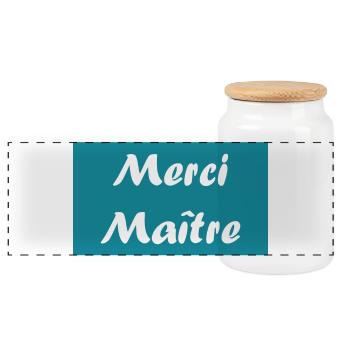 MAÎTRE. MERCI. MERCI MAÎTRE. CADEAU MAÎTRE - Boîte à biscuits avec couvercle en bois - blanc - Devant