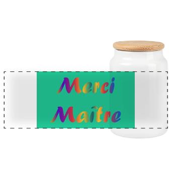 MAÎTRE. MERCI. MERCI MAÎTRE. CADEAU MAÎTRE - Boîte à biscuits avec couvercle en bois - blanc - Devant
