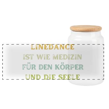 Linedance ist wie Medizin für Körper und Seele - Panorama Keksdose mit Holzdeckel - Weiß - Vorne