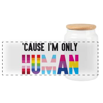Mois de la fierté LGBT - Parce que je ne suis qu’un être humain - Boîte à biscuits avec couvercle en bois - blanc - Devant