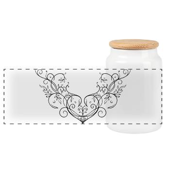 Coeur Feuilles Ornement Tatouage S’épanouir - Boîte à biscuits avec couvercle en bois - blanc - Devant