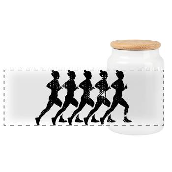 Coureurs - Boîte à biscuits avec couvercle en bois - blanc - Devant
