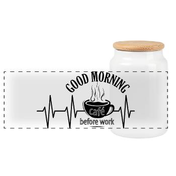 puls Herzschlag ekg Cafe coffee Kaffee Arbeit icon - Panorama Keksdose mit Holzdeckel - Weiß - Vorne