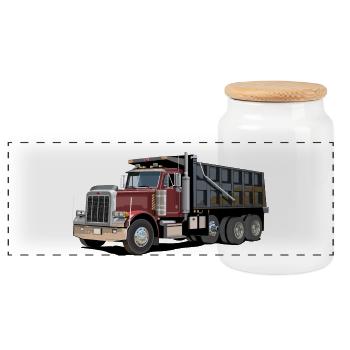 Camion à benne basculante, camion - Boîte à biscuits avec couvercle en bois - blanc - Devant
