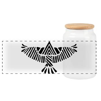 Eagle - Panoramic Cookie Jar with Wooden Lid - white - Front