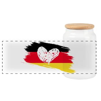 I love Germany and Germany loves you - Panoramic Cookie Jar with Wooden Lid - white - Front