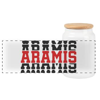 Aramis t-shirt t-shirt gift idea stacked text - Panoramic Cookie Jar with Wooden Lid - white - Front