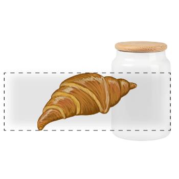 Illustration du croissant doré du lever du soleil - Boîte à biscuits avec couvercle en bois - blanc - Devant