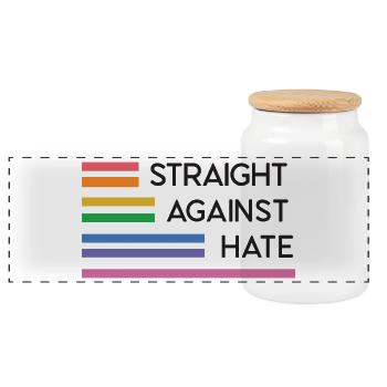 LGBT Pride Month - Direkt gegen Hass - Panorama Keksdose mit Holzdeckel - Weiß - Vorne