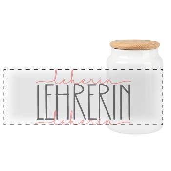 Lehrerin Geschenk Schule Lehrer Beruf - Panorama Keksdose mit Holzdeckel - Weiß - Vorne