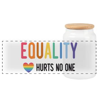 LGBT Pride Month - Equality Hurts No One - Panoramic Cookie Jar with Wooden Lid - white - Front