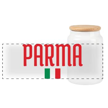 Parme Italie Drapeau Design - Boîte à biscuits avec couvercle en bois - blanc - Devant