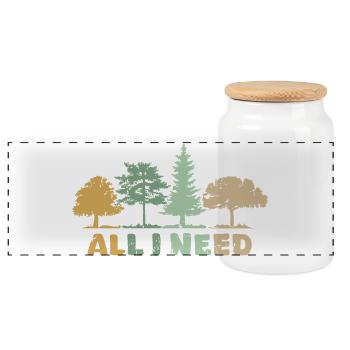 retro Wald Baum Symbol all i need Natur Outdoor - Panorama Keksdose mit Holzdeckel - Weiß - Vorne