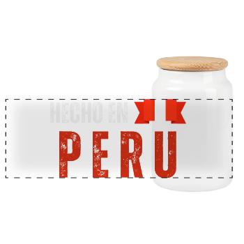 Hergestellt in Peru, peruanischer Stolz - Panorama Keksdose mit Holzdeckel - Weiß - Vorne