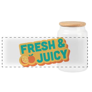 Fresh & Juicy Fruit Design - Panoramic Cookie Jar with Wooden Lid - white - Front