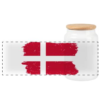 Pinceau drapeau danois vieilli - Boîte à biscuits avec couvercle en bois - blanc - Devant