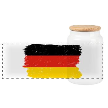 Graphique du drapeau rouge jaune - Boîte à biscuits avec couvercle en bois - blanc - Devant
