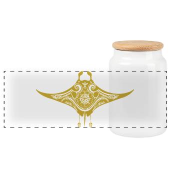 Tribal Maori Polynésien Stingray Matau Raie Manta - Boîte à biscuits avec couvercle en bois - blanc - Devant