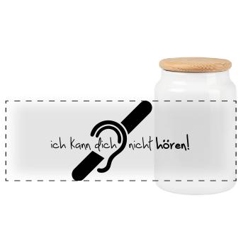 Ich kann dich nicht hören. Audition limitée. - Boîte à biscuits avec couvercle en bois - blanc - Devant