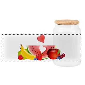 Fruits colorés avec pastèque et cœur - Boîte à biscuits avec couvercle en bois - blanc - Devant