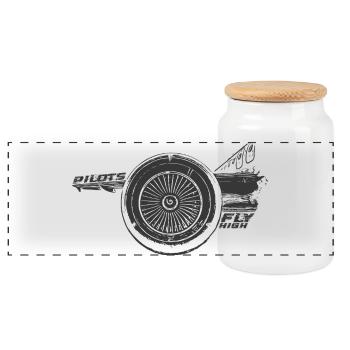 Jetpower Legacy - Panoramic Cookie Jar with Wooden Lid - white - Front