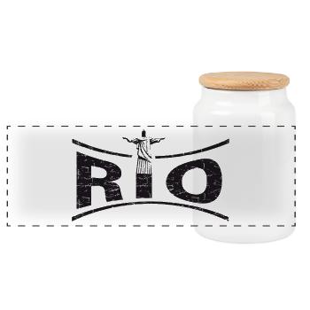 RIO avec Jésus - Brésil - Boîte à biscuits avec couvercle en bois - blanc - Devant